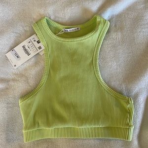 Zara lime green crop top, size S, never worn